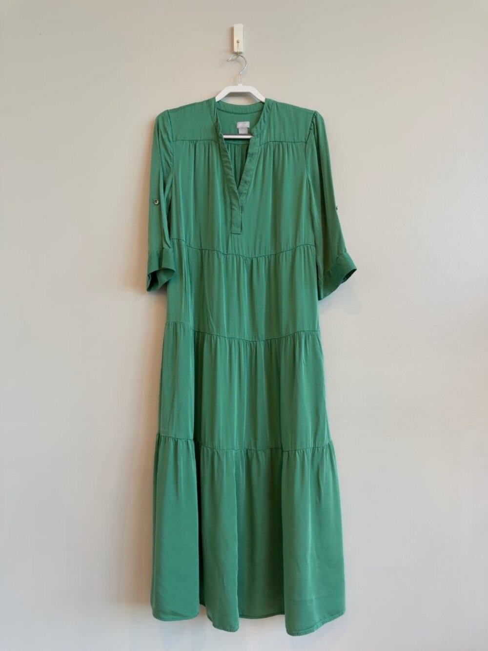 Chico's Emerald Green Tiered Maxi Dress